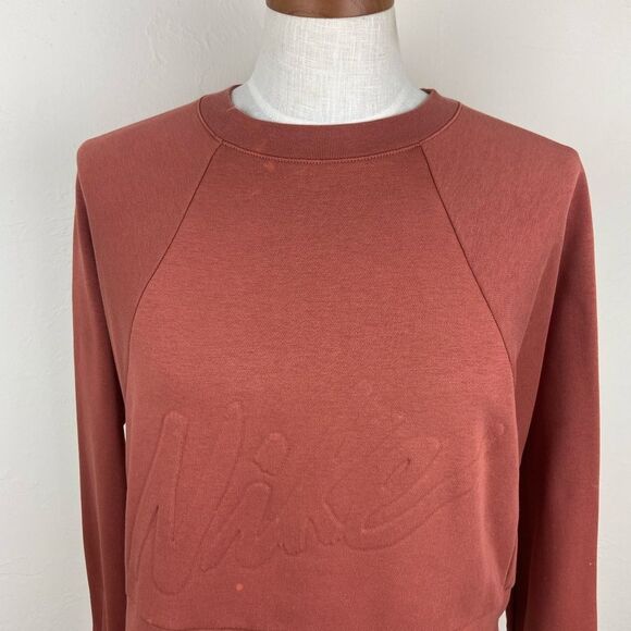 Nike Dri Fit Get Fit Fleece Training Crop Sweatshirt - Burnt Orange - Picture 4 of 7